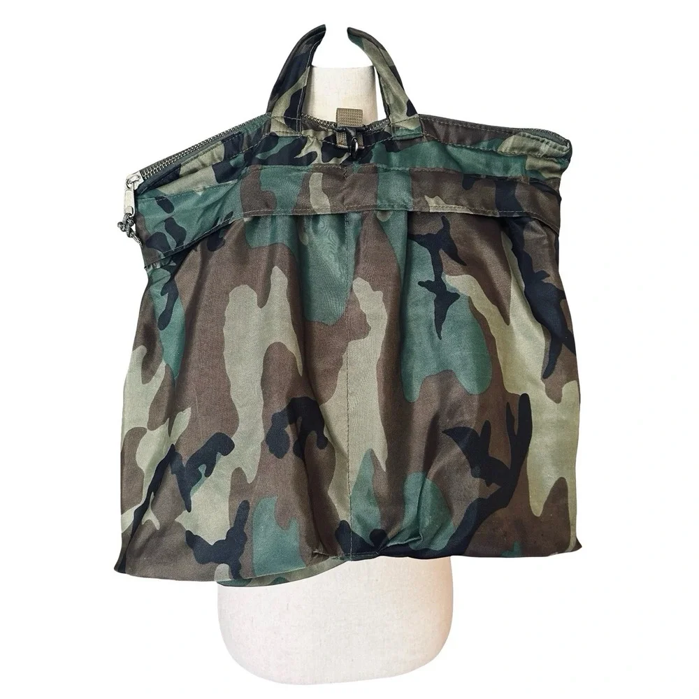 Vintage 90s Y2K Camo Purse Bag Camouflage Nylon Womens Large Green Clueless Edit - Picture 3 of 16